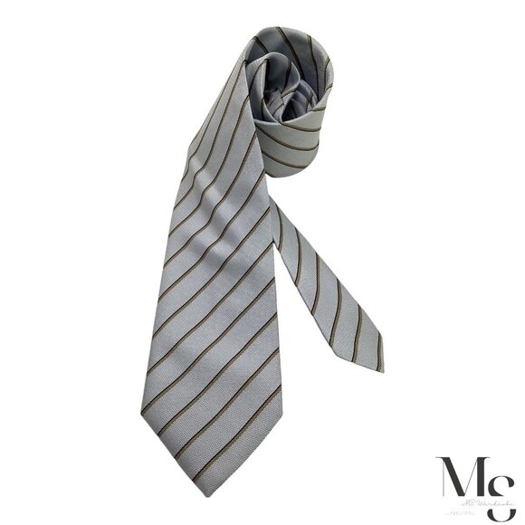 ARMANI COLLEZIONI Light Blue Striped Silk Tie Made In Italy W: 2.25" EX COND - Picture 1 of 6